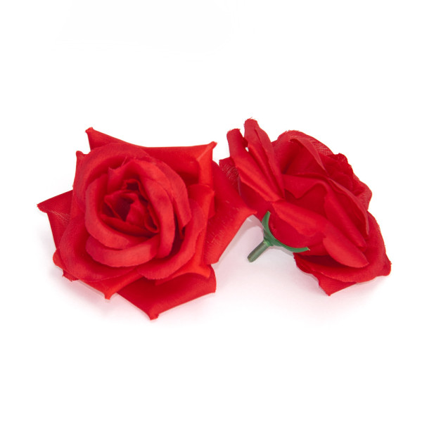 Umělá růže textilní Ø8 cm - červená