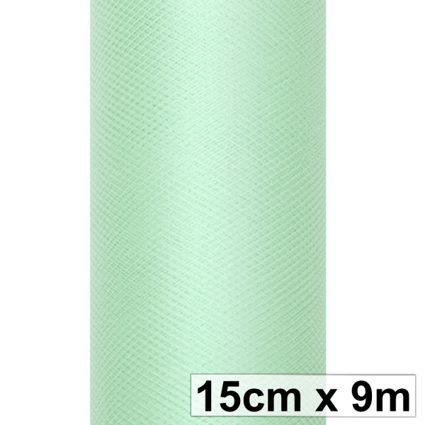 Svatební tyl, šíře 15 cm - mintová ( 9 m/rol )
