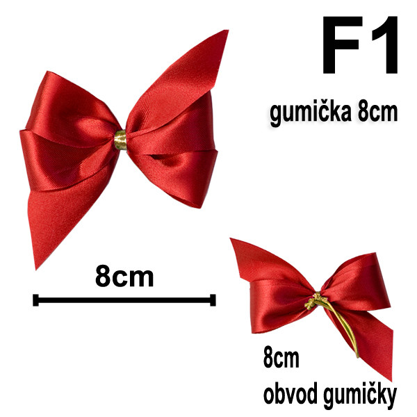 Mašlička s gumičkou 8 cm - typ F1 - červená (10 ks/bal)