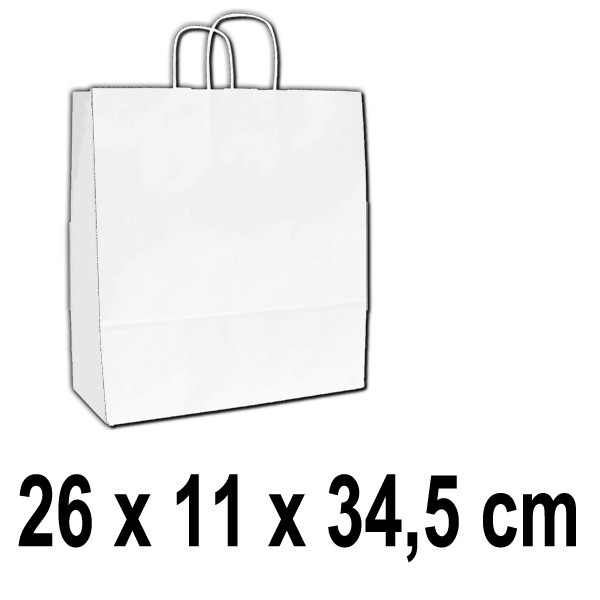 Papírová taška 26 x 11 x 34,50 cm  - bílá (10 ks/bal)