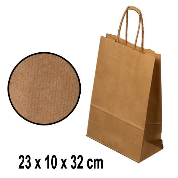 Papírová taška NATURA  S - 23  x 10 x 32 cm  - hnědá (10 ks/bal)