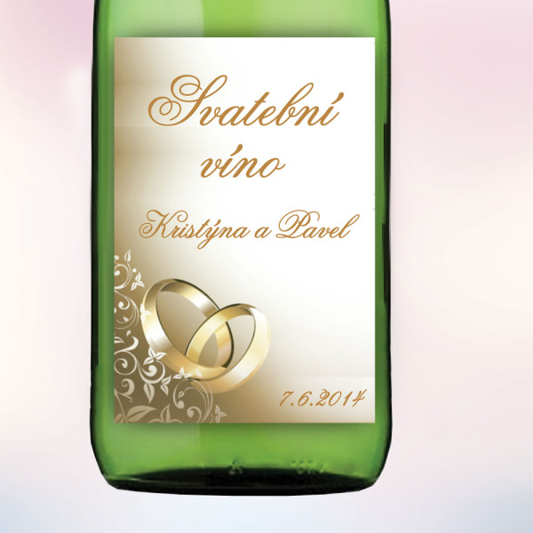 Etiketa na víno ZLATÉ PRSTENY 5,5 x 8 cm - zlatá (9 ks/bal)
