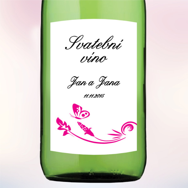 Etiketa na víno MOTÝLEK 5,5 x 8 cm  (9 ks/bal)