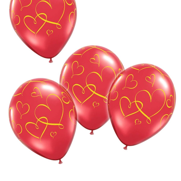 Balonek Romantická srdce , červený ( 5 ks/bal)