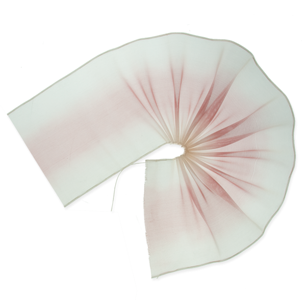 Organza s řasícím provázkem PUFF růžová bílá (100mm, metráž)