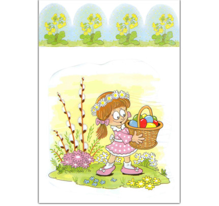 Velikonoční sáčky 18 x 40 cm - Děvčátko s košíčkem (10 ks/bal)