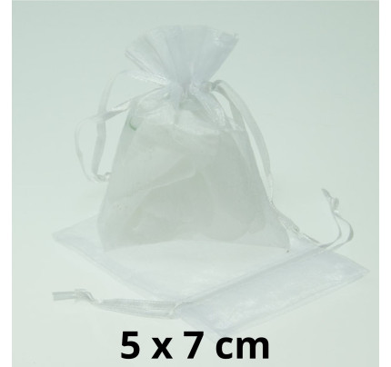 Organzový pytlíček 5 x 7 cm - bílá (20 ks/bal)