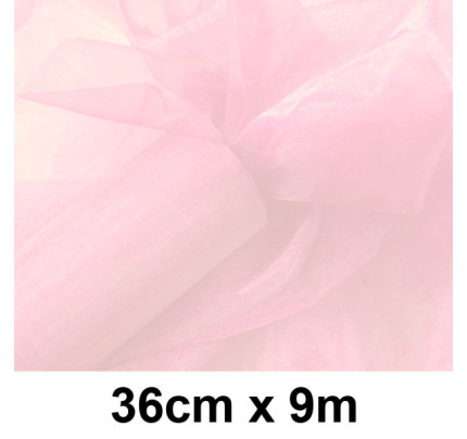 Organzový pás 36 cm - růžová (9 m/rol)
