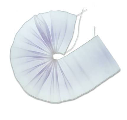 Organza s řasícím provázkem PUFF lila bílá (100mm, metráž)