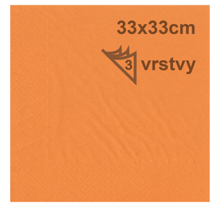 Svatební ubrousky 33 x 33 cm - oranžová  (20 ks/bal)