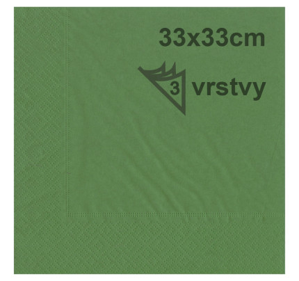 Ubrousek 33x33cm AMORETA - tmavě zelená (20ks/bal)