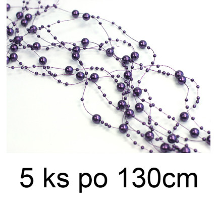 Perličková girlanda 1,3m - fialová ( 5 ks/bal )