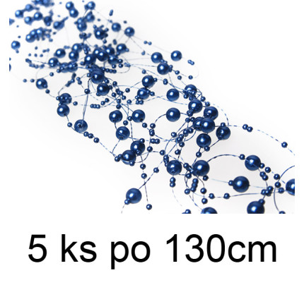 Perličková girlanda 1,3m - tmavě modrá ( 5 ks/bal )