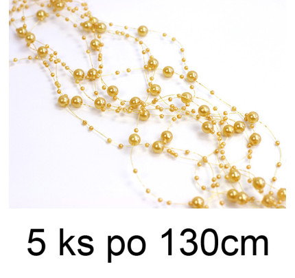 Perličková girlanda 1,3m - pastelová zlatá ( 5 ks/bal )