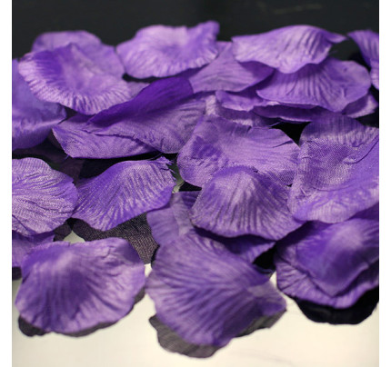 Textilní plátky růží na házení 48x52mm - fialová (100ks/bal)