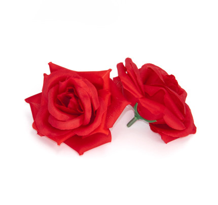 Umělá růže textilní Ø8 cm - červená