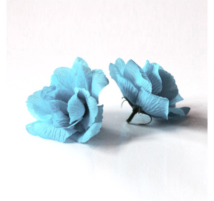 Umělá růže textilní Ø8 cm - tyrkysová