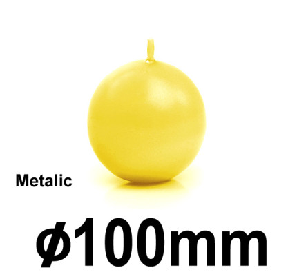 Svíčka koule METALIC, Ø 10 cm - žlutá ( 1 ks )