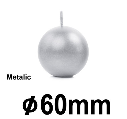 Svíčka koule METALIC Ø 6 cm  - stříbrná (1 ks)