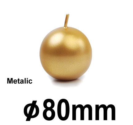 Svíčka koule METALIC Ø 8 cm  - zlatá (1 ks)