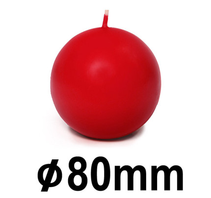 Svíčka koule PASTEL Ø 8 cm  - červená (1 ks)