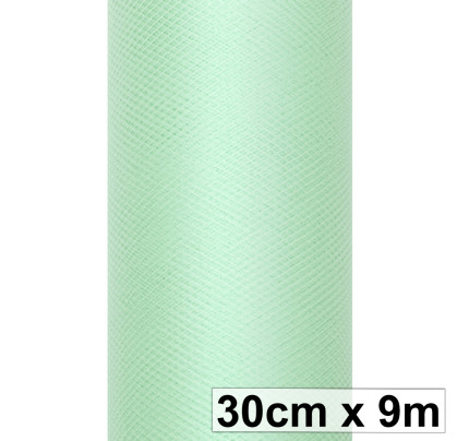Svatební tyl, šíře 30 cm - mintová ( 9 m/rol )