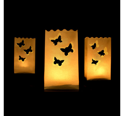 Dekorativní svítilny - papírové lucerny 11x16x11 cm - Motýlci (10 ks/bal)