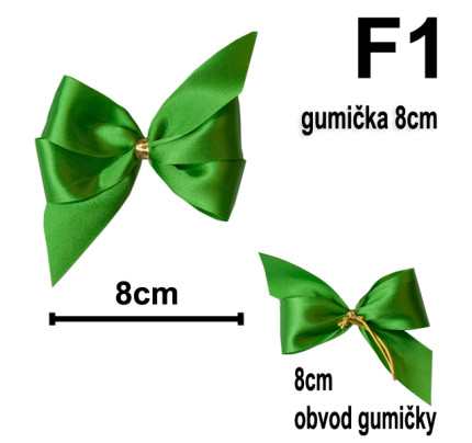 Mašlička s gumičkou 8 cm - typ F1 - zelená (10 ks/bal)