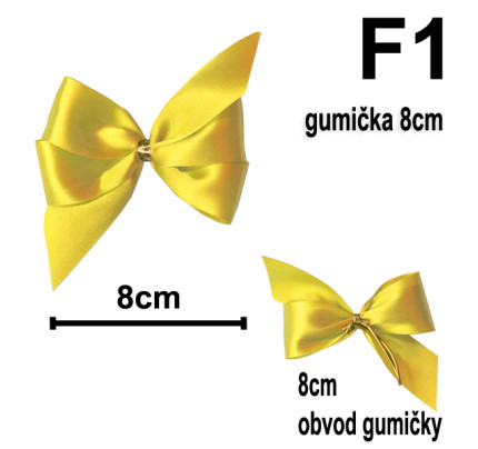 Mašlička s gumičkou 8 cm - typ F1 - žlutá (10 ks/bal)