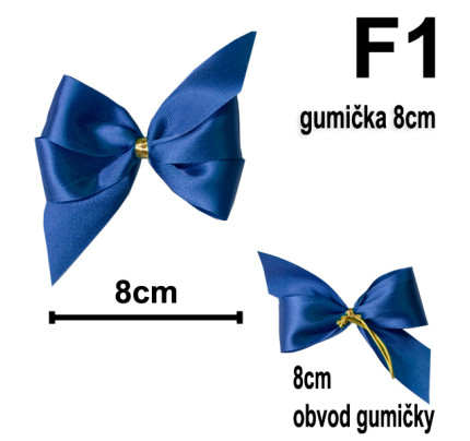Mašlička s gumičkou 8 cm - typ F1 - modrá (10 ks/bal)