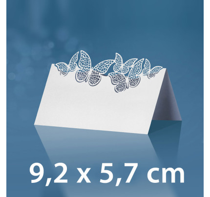 Svatební jmenovka Obdélník s motýlky 2 - 9,2 x 5,7 cm - bílá  ( 10 ks/bal )