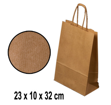 Papírová taška NATURA  S - 23  x 10 x 32 cm  - hnědá (10 ks/bal)
