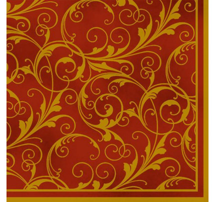 Ubrousky s ornamentem - červená / zlatá (20 ks/bal)