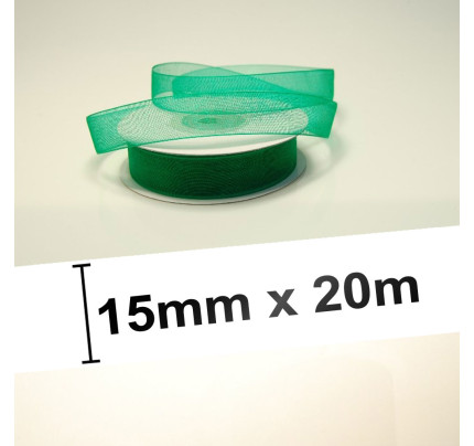 Stuha šifonová - zelená (15 mm, 20 m)