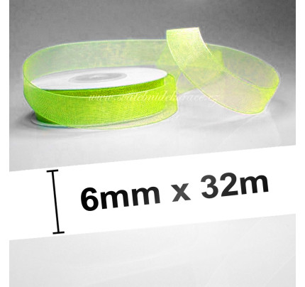 Stuha šifonová - zelená (6 mm, 32 m)