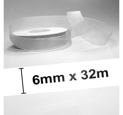 Stuha šifonová - šedá (6 mm, 32 m)