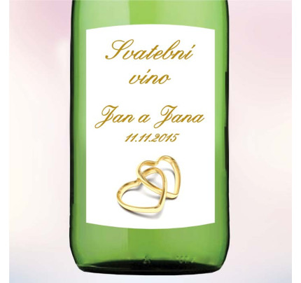 Svatební víno - Zlatá srdce (1 ks)