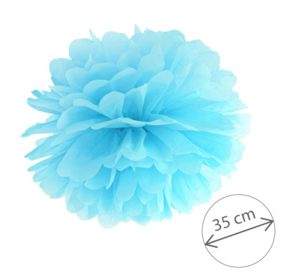 Papírová dekorace - Pompom Ø 35 cm - světlá modrá ( 1 ks )
