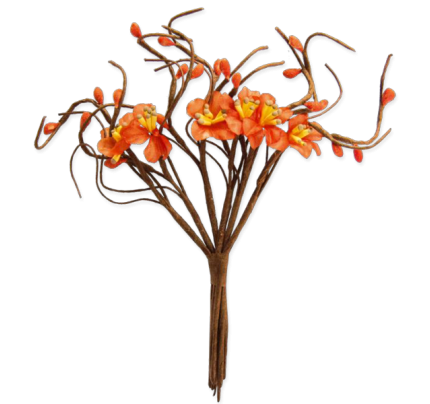 Větvička s kvítkem 15cm - oranžová (2ks/bal)