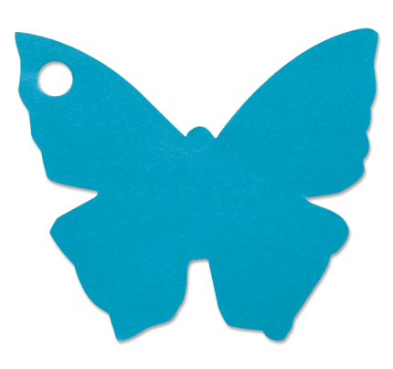 Svatební jmenovka 4x4cm - motýlek - tyrkysová (10ks/bal)