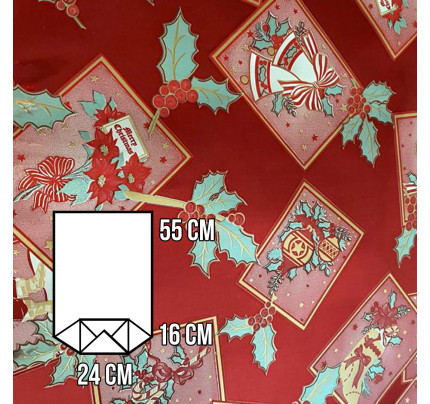 Sáček KMP 240 x 160 x 550 mm - Vánoce, červená (10 ks / bal)